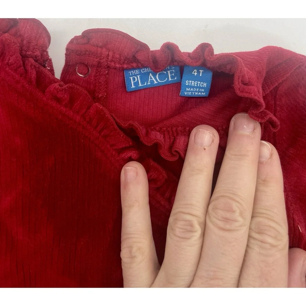 The‎ Children's Place Red Velour Velvet Set Pajama Top Pants Girls Sz 4T Casual
